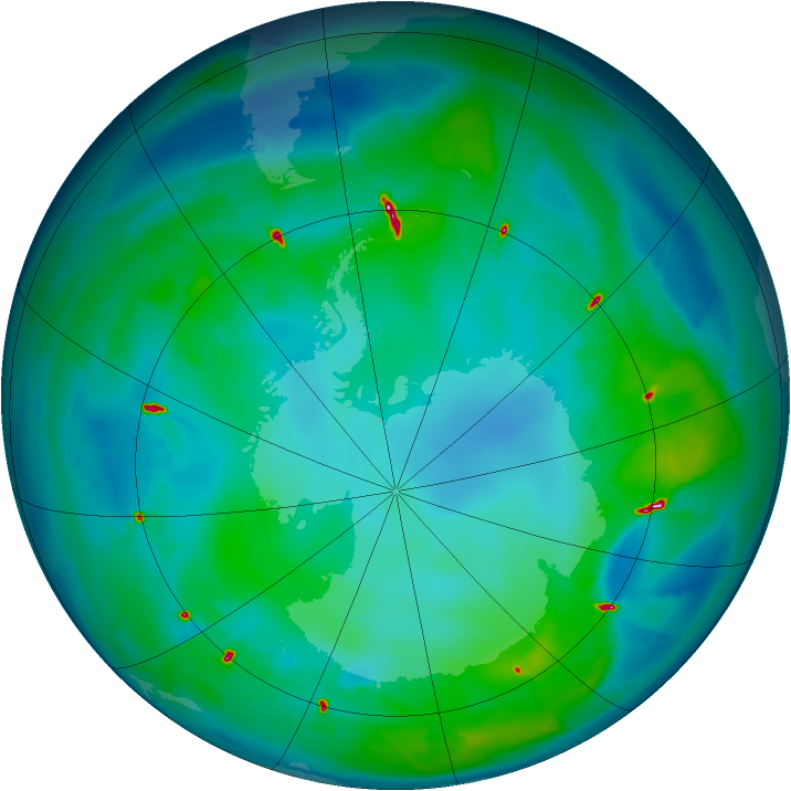 Antarctic ozone map for 01 May 2010